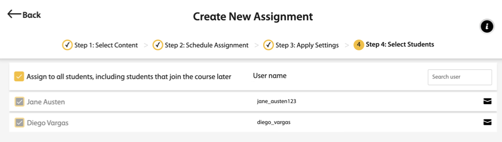 Selecting All, assigns the assignemnt to all the students in your course.